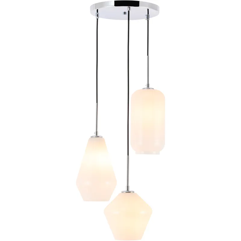Gene 3 Light 17.3 inch Chrome Pendant Ceiling Light