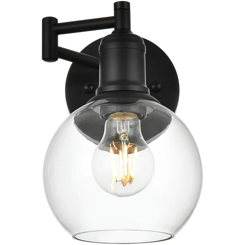 Davian 12 inch 40 watt Black Swing Arm Wall Sconce Wall Light