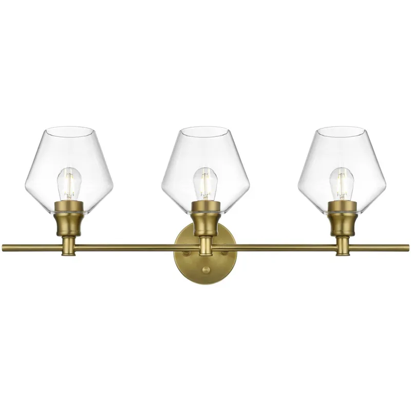 Gene 3 Light 28 inch Satin Gold Bath Sconce Wall Light