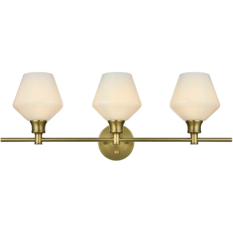 Gene 3 Light 28 inch Satin Gold Bath Sconce Wall Light
