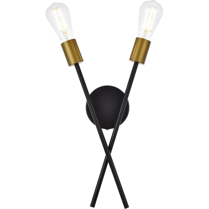 Armin 2 Light 4 inch Black and Brass Wall Sconce Wall Light in Brass and Black