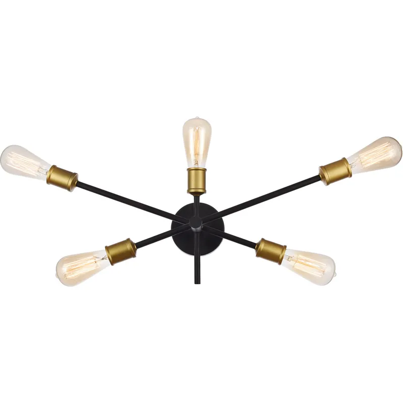 Axel 5 Light 24.7 inch Black and Brass Wall Sconce Wall Light