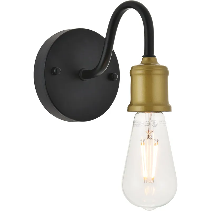 Serif 1 Light 4.7 inch Brass and Black Wall Sconce Wall Light
