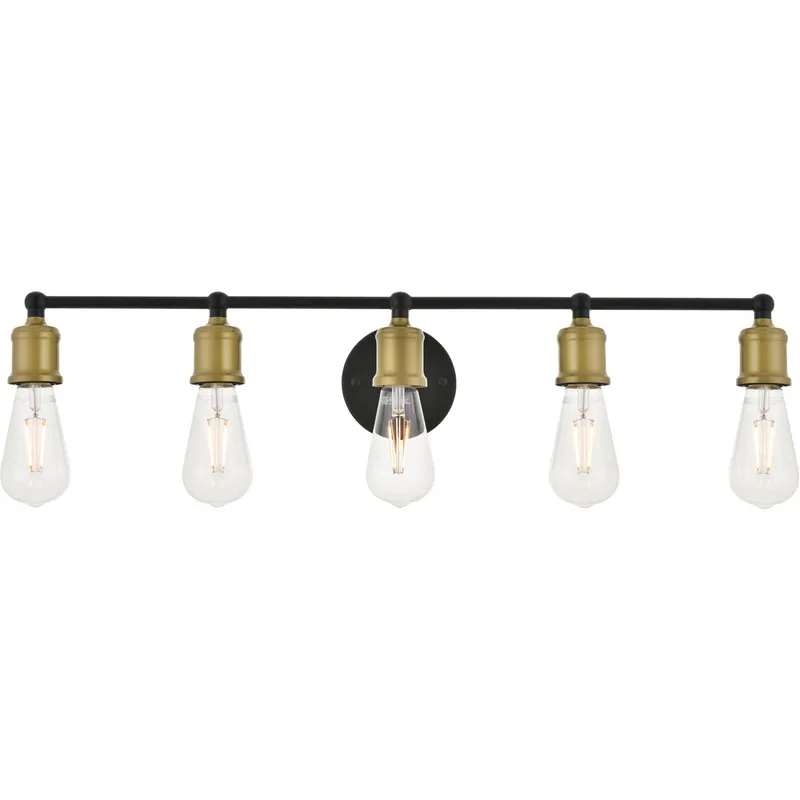 Serif 5 Light 28.8 inch Brass and Black Wall Sconce Wall Light