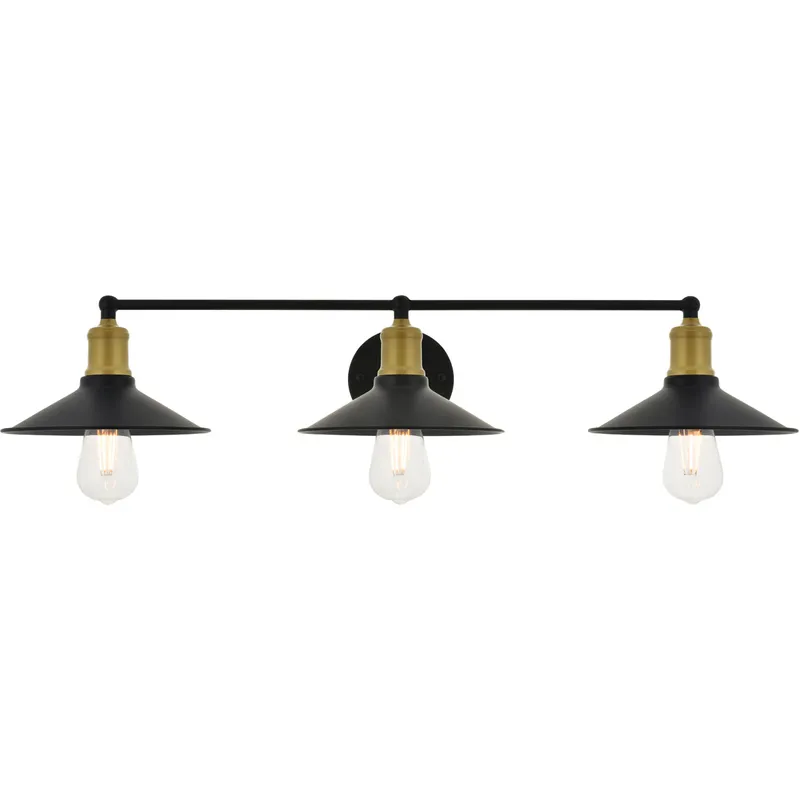 Etude 3 Light 33.1 inch Brass and Black Wall Sconce Wall Light