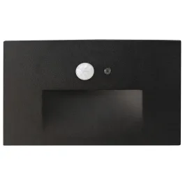 Lotus 2.5W Horizontal LED Step Light - Motion Sensor - Photocell - 3000K - 80 Lumens - 120V - Black
