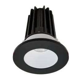 Lotus 2" LED Recessed Downlight - High Output - 15W - 4000K - 1,020 Lumens - White Reflector - Round Black Trim - 120V