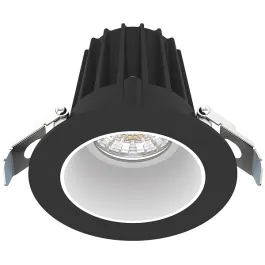 Lotus 8W 2" Round Regressed LED Downlight - Black Trim / White Smooth Reflector - CCT Selectable - 670 Lumens - 120V