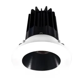 Lotus 2" LED Recessed Downlight - High Output - 15W - 4000K - 1,020 Lumens - Black Reflector - Round White Trim - 120V