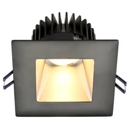 Lotus 4" Square Deep Regressed LED Downlight - High Output - 18W - Silver Reflector - Black Trim - Dim to Warm / 3K-2K - 1,220 Lumens - 120V