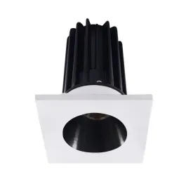 Lotus 2" LED Recessed Downlight - 8W - 3000K - 600 Lumens - Black Reflector - Square White Trim - 24° - 120V
