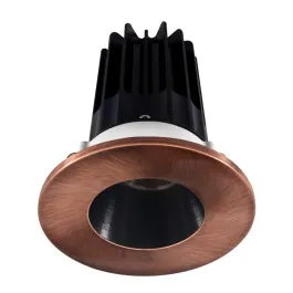 Lotus 2" LED Recessed Downlight - High Output - 15W - 3000K - 1,000 Lumens - Black Reflector - Round Copper Trim - 120V