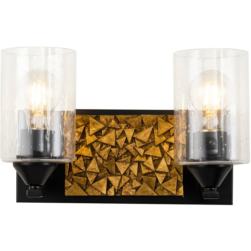 Bocage 2 Light 13 inch MB Bath Light Wall Light in Matte Black with Gold