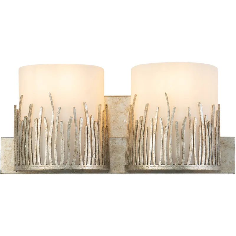 Sawgrass 2 Light 15 inch Silver Bath Light Wall Light in Silver Leaf with Antique