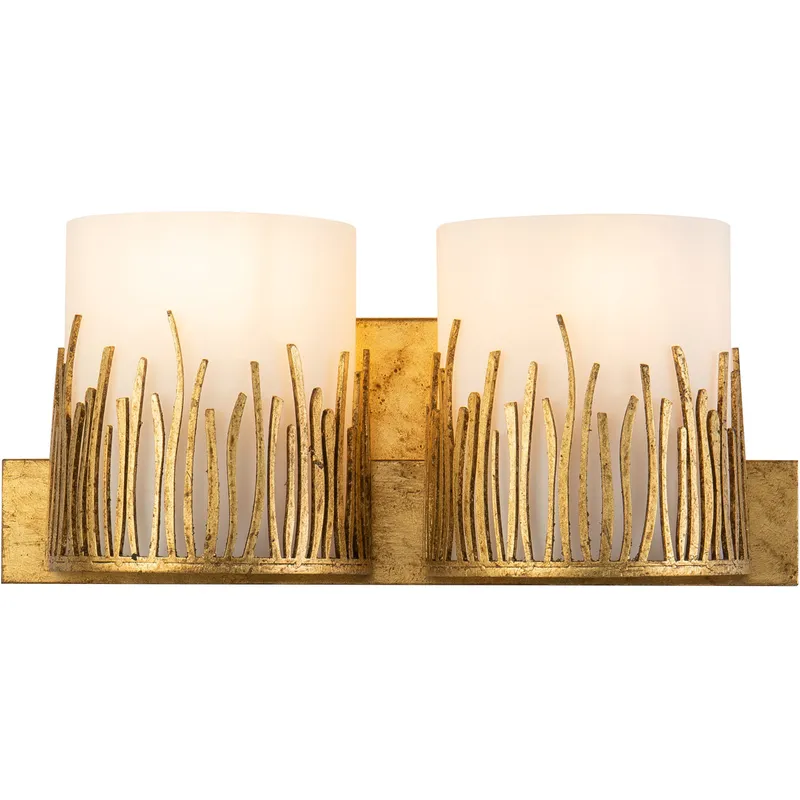 Sawgrass 2 Light 15 inch Gold Bath Light Wall Light in Gold Leaf with Antique