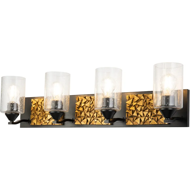 Bocage 4 Light 31 inch MB Bath Light Wall Light in Matte Black with Gold
