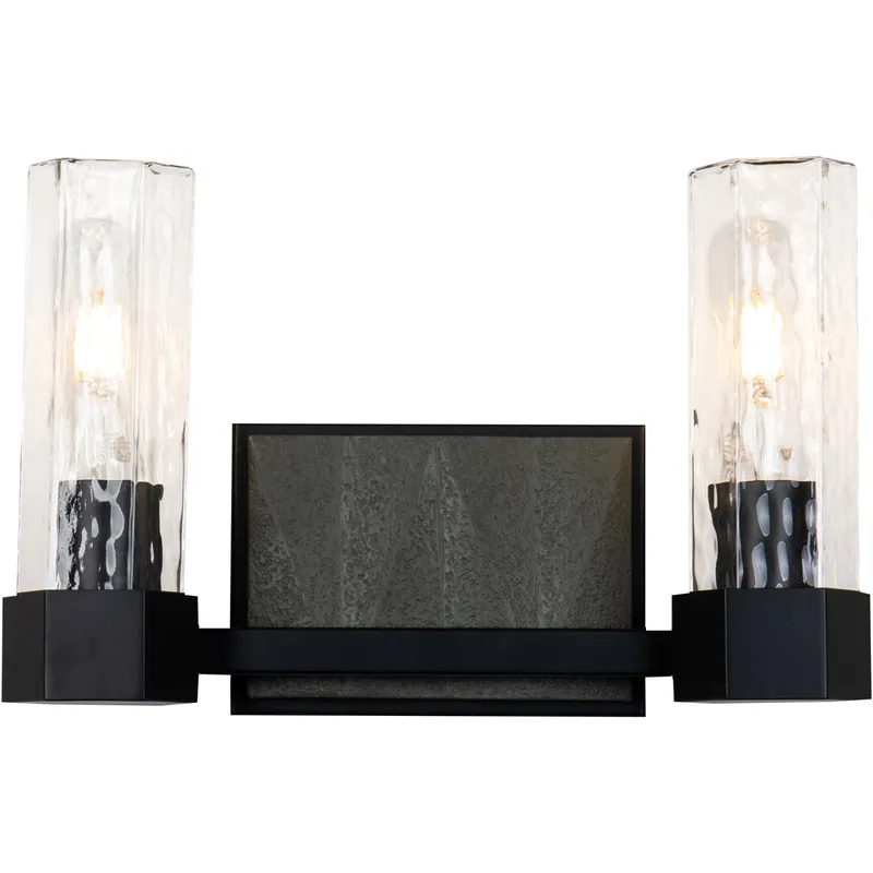 Navarre 2 Light 14 inch Black+Grey Bath Light Wall Light