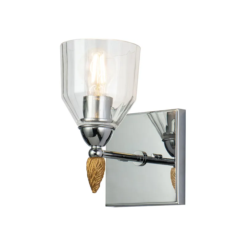 Fun Finial 1 Light Polished Chrome Wall Sconce Wall Light in Polished Chrome with Gold