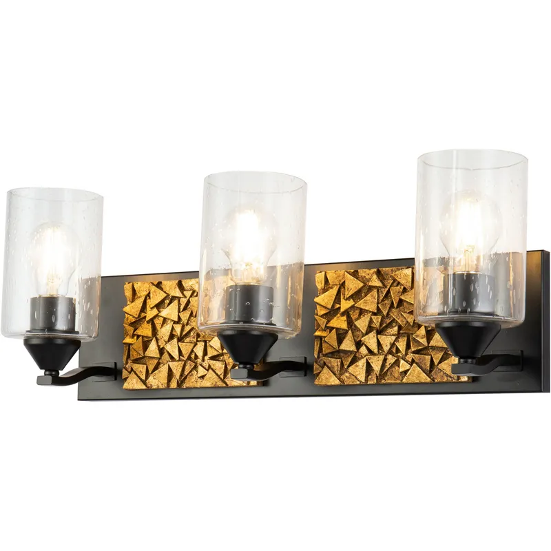 Bocage 3 Light 22 inch MB Bath Light Wall Light in Matte Black with Gold