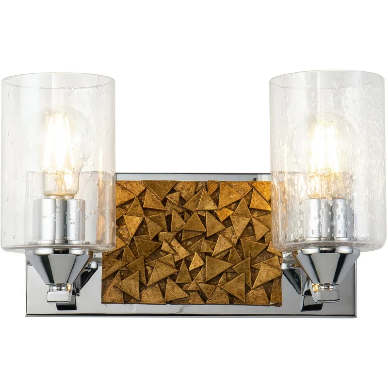 Bocage 2 Light 13 inch PC Bath Light Wall Light in Polished Chrome with Gold