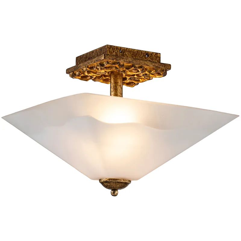 Star 2 Light 14.5 inch Gold Leaf Flush Mount Ceiling Light
