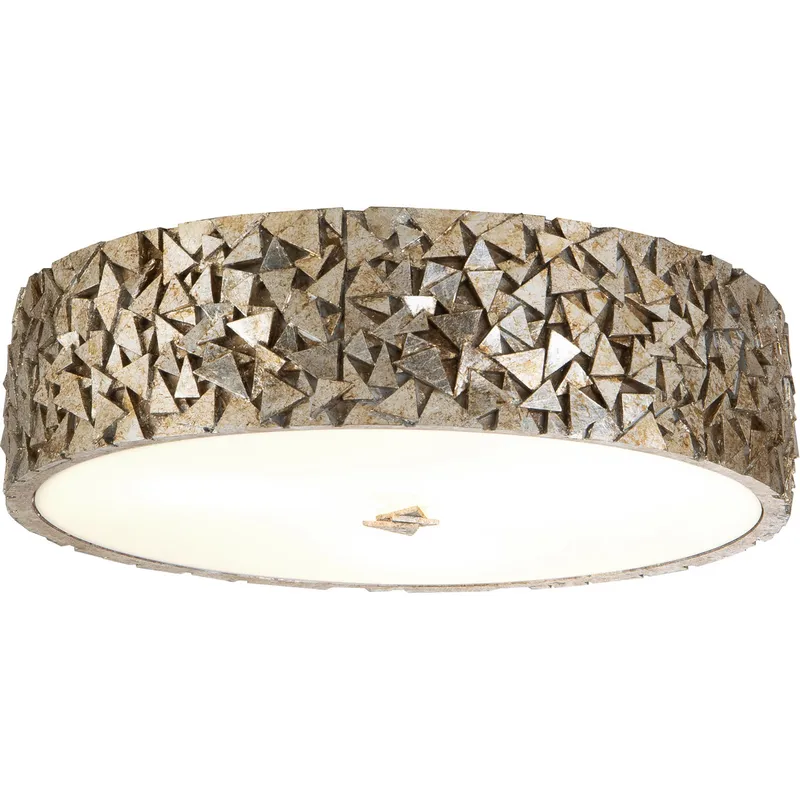 Mosaic 3 Light Silver Bath/Flush Mounts Ceiling Light in Silver Leaf with Antique