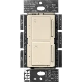 Lutron Maestro Dual LED+ Dimmer and Fan Control - Single Pole - Light Almond