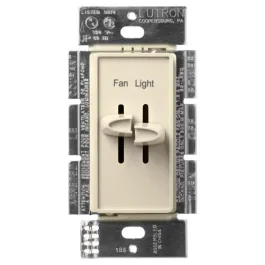 Lutron Skylark Dual Slide-to-Off Fan and Light Control - Almond