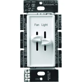 Lutron Skylark Dual Slide-to-Off Fan and Light Control - White