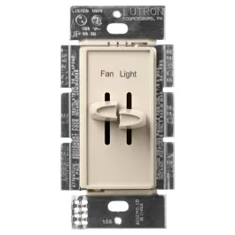 Lutron Skylark Dual Slide-to-Off Fan and Light Control - Light Almond