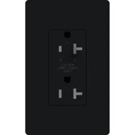 Lutron Claro 20A Tamper Resistant Receptacle - Half Dimming - Black