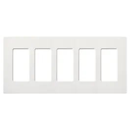 Lutron Claro Screwless Designer Wallplate - 5 Gang - Snow