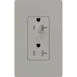 Lutron Claro 20A Tamper Resistant Receptacle - Half Dimming - Gray