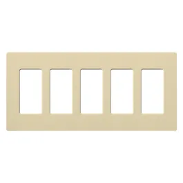 Lutron Claro Screwless Designer Wallplate - 5 Gang - Ivory