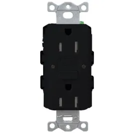Lutron Claro 15A GFCI Receptacle - Tamper Resistant - Black