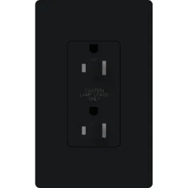 Lutron Claro 15A Tamper Resistant Receptacle - Dual Dimming - Black