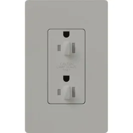Lutron Claro 15A Tamper Resistant Receptacle - Dual Dimming - Gray