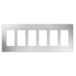 Lutron Claro Screwless Designer Wallplate - 6 Gang - Stainless Steel