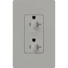 Lutron Claro 20A Tamper Resistant Receptacle - Dual Dimming - Gray