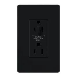 Lutron Claro 15A Tamper Resistant Receptacle - Half Dimming - Black