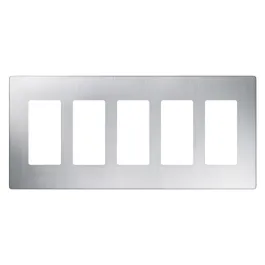 Lutron Claro Screwless Designer Wallplate - 5 Gang - Stainless Steel