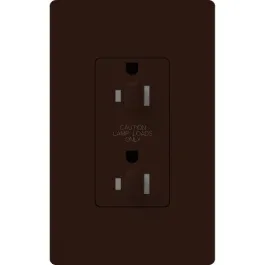 Lutron Claro 15A Tamper Resistant Receptacle - Dual Dimming - Brown