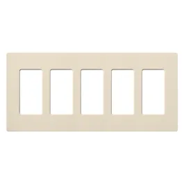 Lutron Claro Screwless Designer Wallplate - 5 Gang - Light Almond