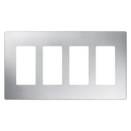Lutron Claro Screwless Designer Wallplate - 4 Gang - Stainless Steel