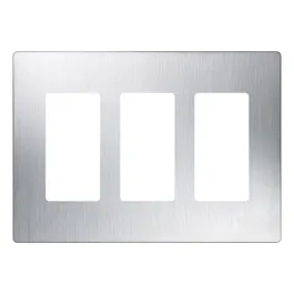 Lutron Claro Screwless Designer Wallplate - 3 Gang - Stainless Steel