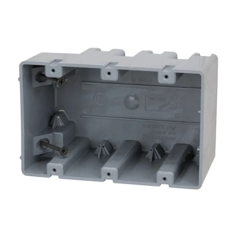 Switch/Outlet Box, 3-Gang, 3-1/4" Deep, Non-Metallic