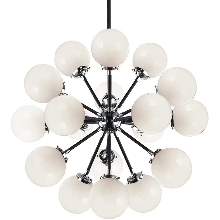 Soleil 18 Light 31.7 inch Chrome Chandelier Ceiling Light in Chrome and Opal Glass