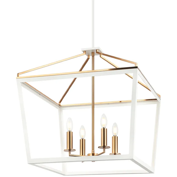 Mavonshire 4 Light 22 inch White and Aged Gold Brass Chandelier Ceiling Light
