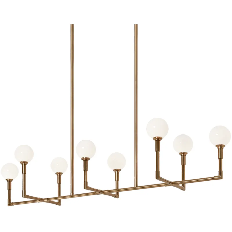 Candlestix 8 Light 18.13 inch Aged Gold Brass Chandelier Ceiling Light in Aged Gold Brass and Opal Glass