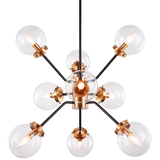Maru 9 Light 28.25 inch Aged Gold Brass Chandelier Ceiling Light in Aged Gold Brass and Clear